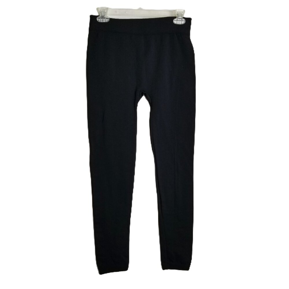 Maze Collection Black Fleece-Lined High-Waisted Leggings Sz 1X2X Minimalist NEW